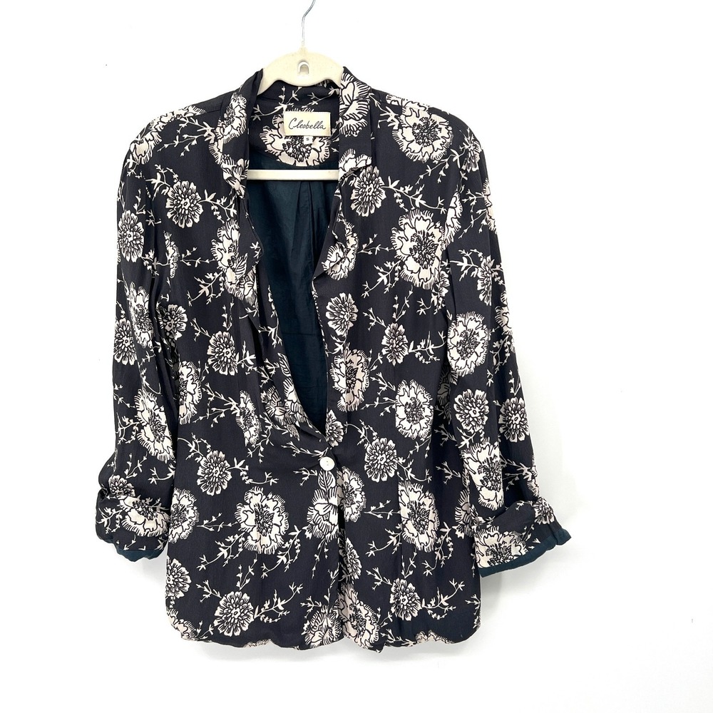 Anthropologie Cleobella Hydrangea Crepe Blazer Jacket slouchy gray boho S